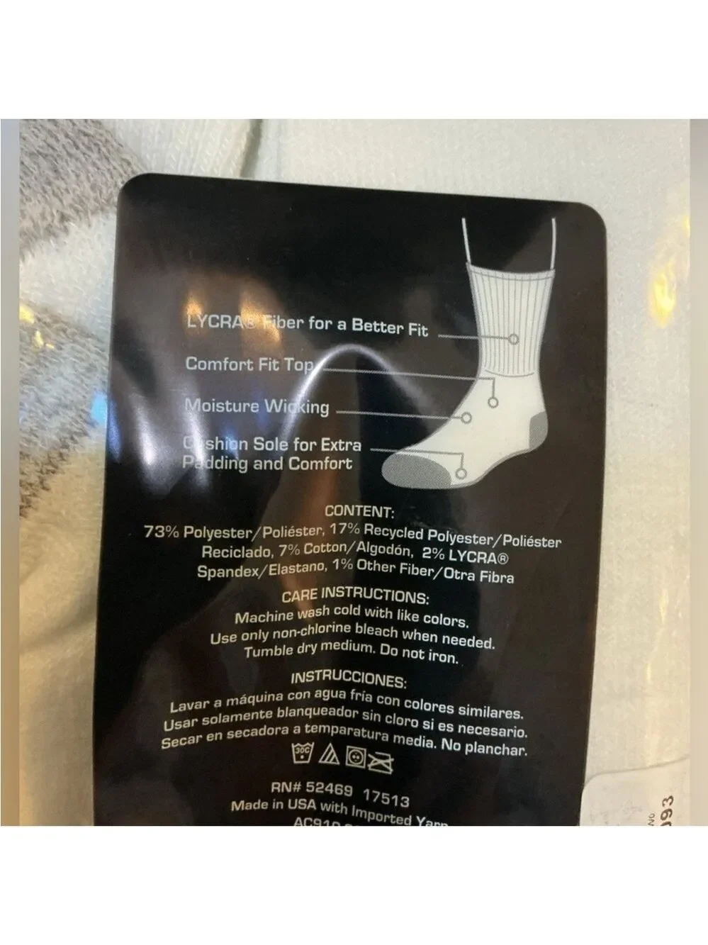 Athletic Works Men’s white crew socks shoe size 6-12 New